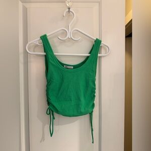 *4 For $25* Zara Ruched Cropped Ribbed Knit Tank - Kelly Green